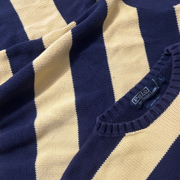 Polo Ralph Lauren Other - 🔵VINTAGE🔵 Polo by Ralph Lauren Men's Crewneck Sweater - Navy and Yellow Stripes